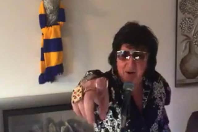 Gary as Elvis, live on facebook.
