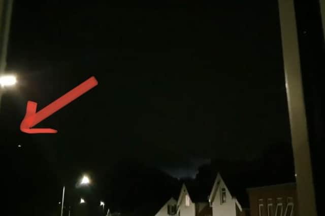 A still image from Sara-Lee's video - showing the suspected ball lightning.