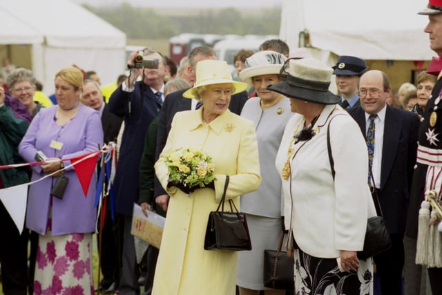 HRH Queen Elizabeth at the Easington Colliey mining disaster memorial garden in 2002.