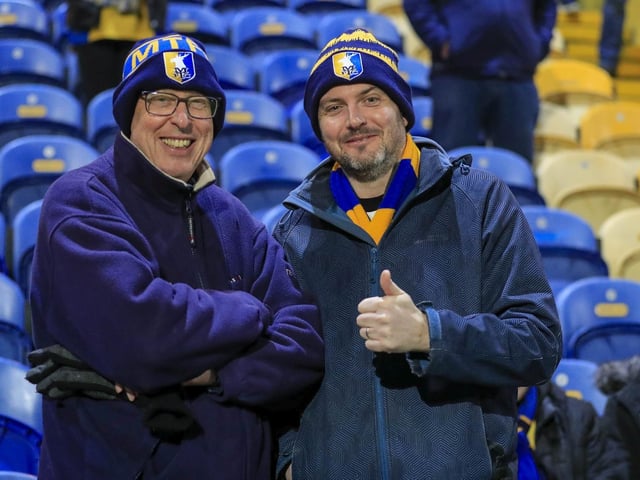 Mansfield Town fans ahead of the defeat to MK Dons.
