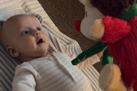 This photo of Louis, three months, was sent to us by Abby Louise Bennett