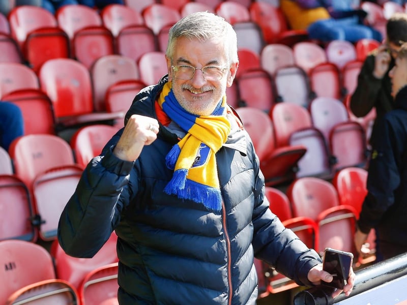 Mansfield Town fans ahead of kick-off at Grimsby Town.