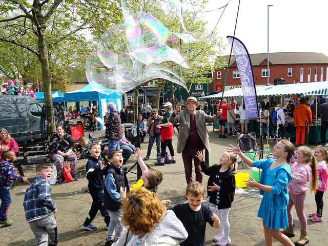 The bubble man was very popular with young visitors.