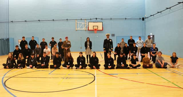 Bubbles of students received navy and army careers advice.
