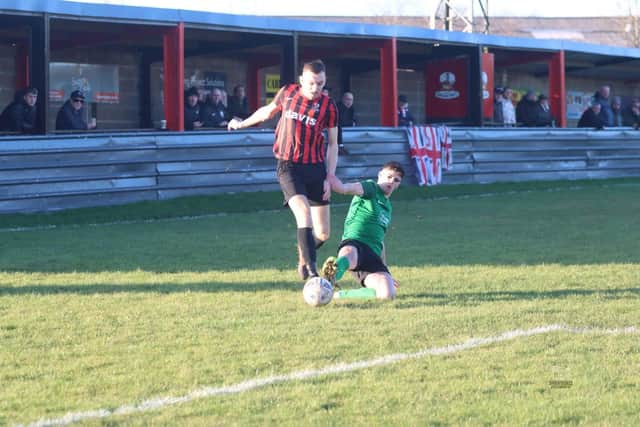 Ollie Fearon In Action For Shirebrook