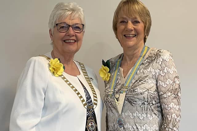 ​Pictured at the recent Inner Wheel get-together are association president Anthea Tilsley (left) and District 22 chair Mary Hind.