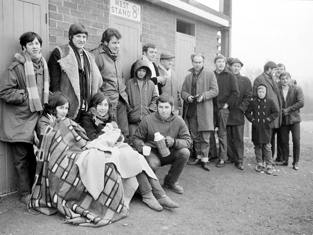 Mansfield Town fans queue for tickets to a big game in 1969.