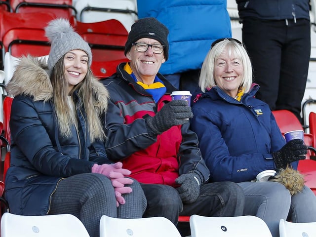 Mansfield Town fans at the Lamex Stadium for the match against Stevenage.