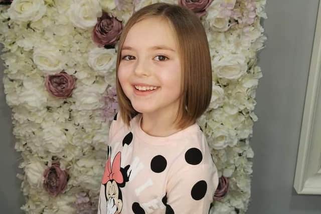 Little Willow Phillips sporting her new haircut