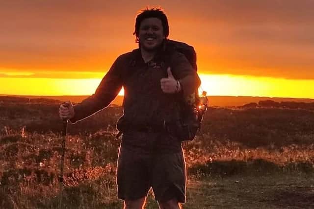 Tom Allen, at the top of Kinder Scout after playing his favourite game Halo to mark the 25th anniversary of the franchise