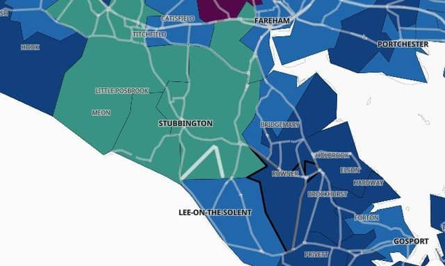The areas in Gosport and Fareham where covid cases are rising.