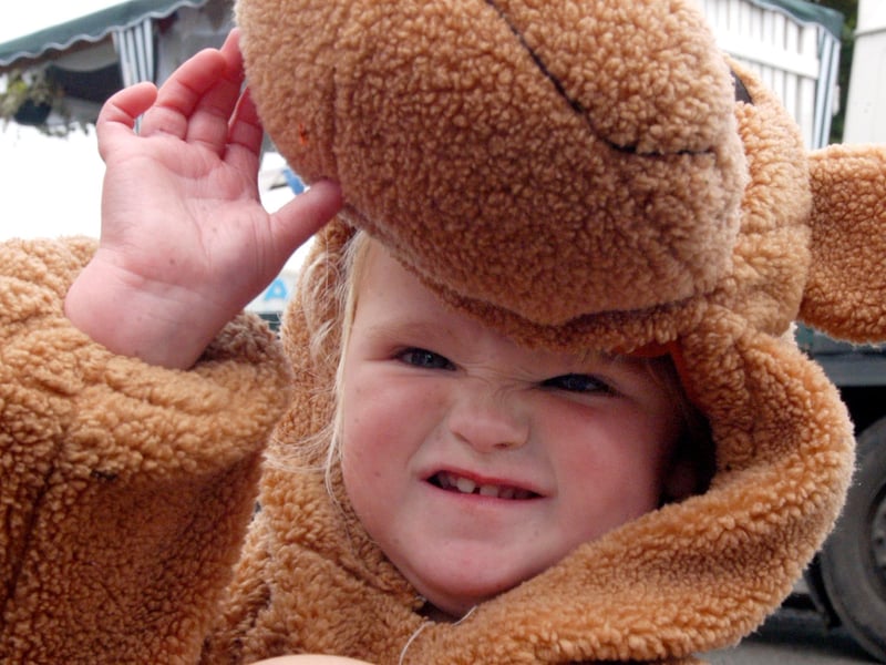 Lucy Waldron from Tibshelf Playgroup shelters from the rain in her Scooby Doo costume at the Tibshelf Carnival in 2007.