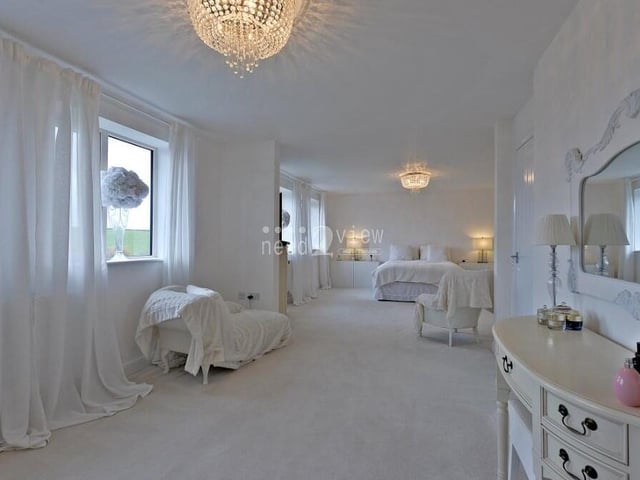 Looking back from the extension to the wonderful whiter-than-white master bedroom.