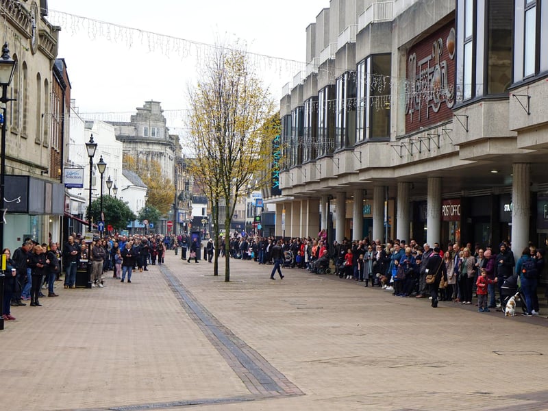 Crowds gathered in town to watch the parade.