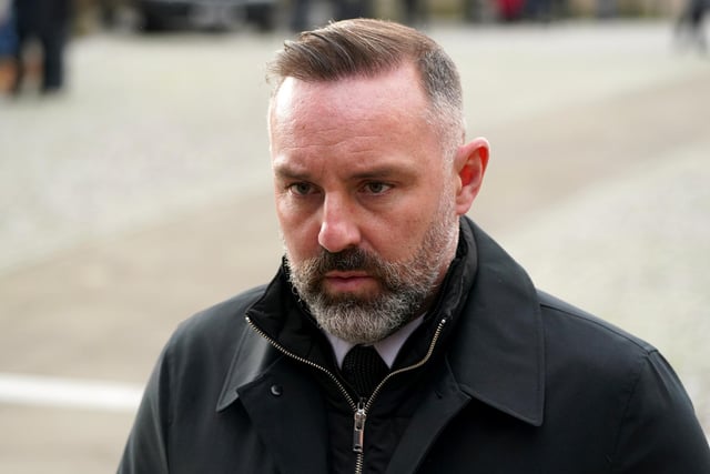 Former Rangers striker and current Sky Sports pundit Kris Boyd attends the service.