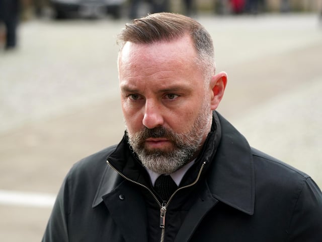 Former Rangers striker and current Sky Sports pundit Kris Boyd attends the service.