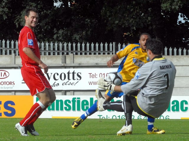 Stags go close to scoring.