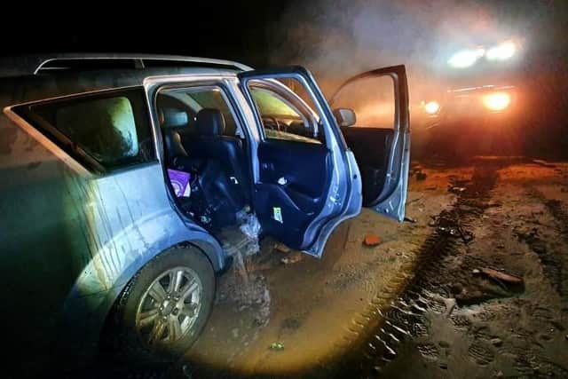 The family's car just after the rescue