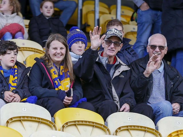 Mansfield Town fans before kick-off against Swindon Town.