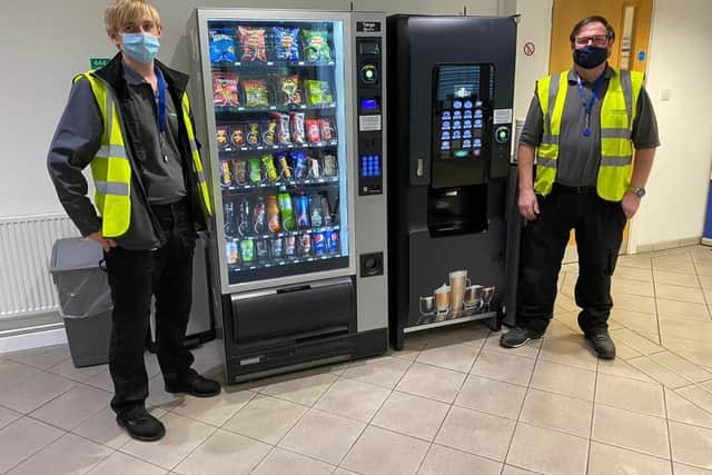 Malcolm Green, East Midlands Vending technical manager, and service technician Tom Noble.