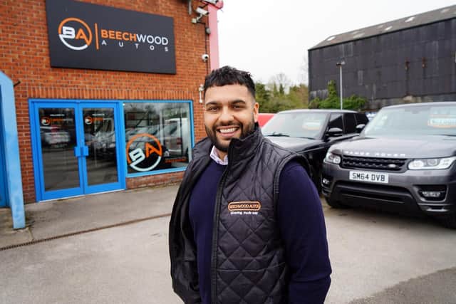 Owner Rishi Bajaj at Beechwood Autos' new premises in Sutton.