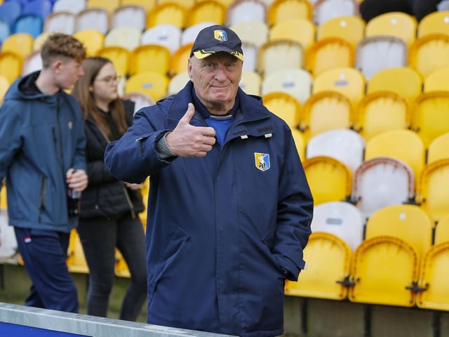 Mansfield Town fans before kick-off against Swindon Town.