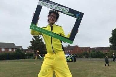 One entertainer, on stilts, was walking around the event, taking photos with children and families. The entertainer was promoting the Tour of Britain - as the race is set to travel through the Mansfield district on September 8.