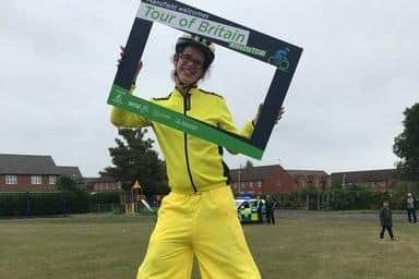 One entertainer, on stilts, was walking around the event, taking photos with children and families. The entertainer was promoting the Tour of Britain - as the race is set to travel through the Mansfield district on September 8.