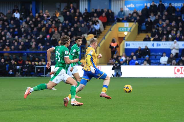 Action during the Sky Bet League 1 match against Stockport County FC at the One Call Stadium, 20 Dec 2025, Photo credit Chris & Jeanette Holloway / The Bigger Picture.media
