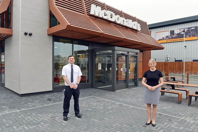 McDonald's business manager Jonathan Cook and franchisee Jacqui Moore at the Sherwood Oaks Business Park branch in Mansfield.