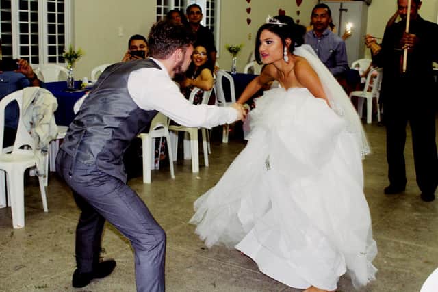 Aaron and Karine's first dance at their wedding was capoeira.