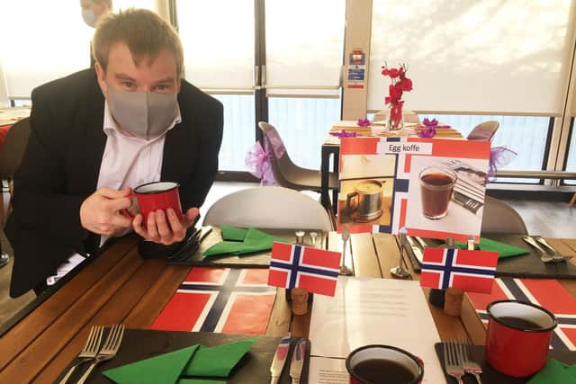 Harry Rayment with his warming Norwegian inspired drink