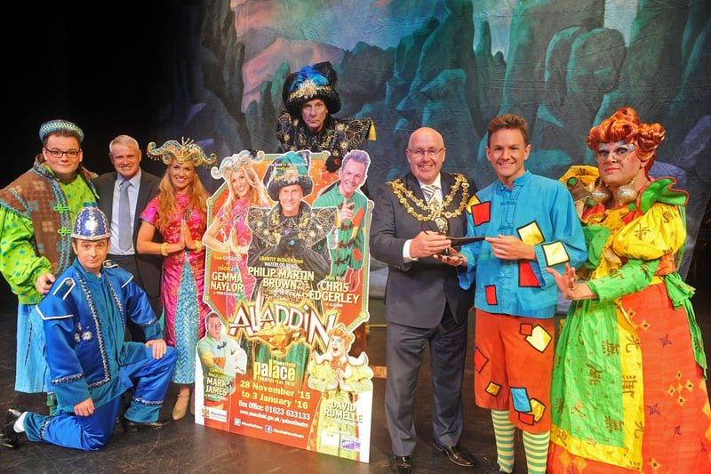 The launch of a previous Aladdin Pantomime at the Palace Theatre.