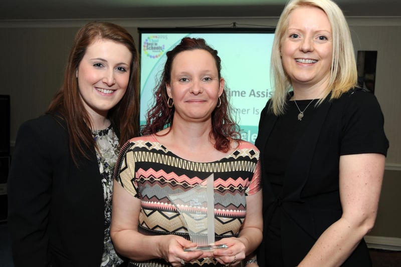 Best in Schools awards. The Best Lunch-Time Assistant award went to Louise Ingleby from the Beech Academy and was presented to her by Louise Hamby, right and Jessica Gregory from Teachers UK.