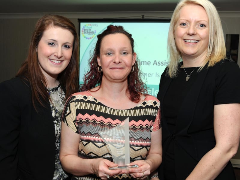 Best in Schools awards. The Best Lunch-Time Assistant award went to Louise Ingleby from the Beech Academy and was presented to her by Louise Hamby, right and Jessica Gregory from Teachers UK.