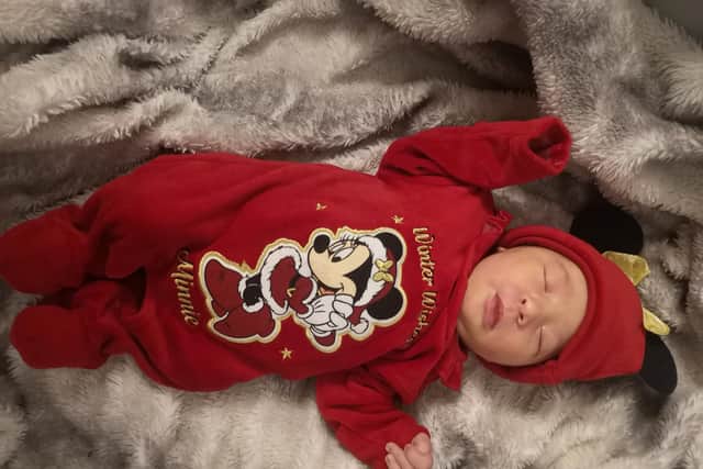 Little Sophie was a Christmas Day baby by just six minutes