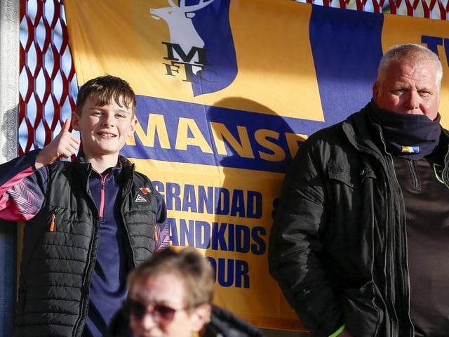 Mansfield Town fans ahead of the win over Salford.
