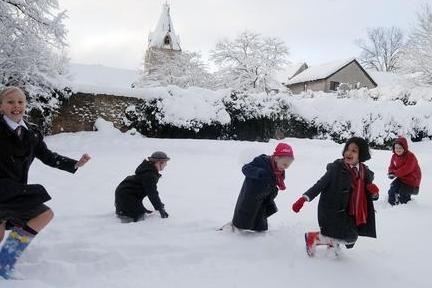 Pupils from Saville House School in Mansfield Woodhouse get out in the snow in December 2010.