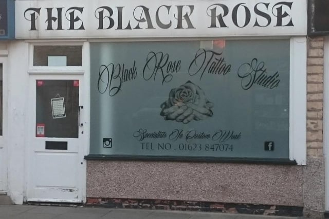 Black Rose Tattoo Studio on High Street, Warsop, has a perfect rating of 5 out of 5 from 34 Google reviews.