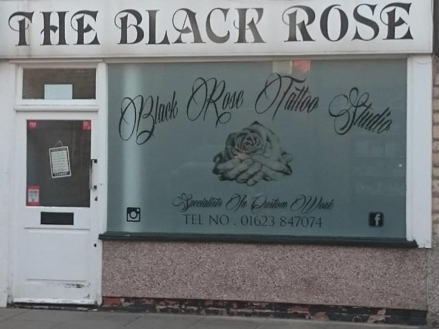 Black Rose Tattoo Studio on High Street, Warsop, has a perfect rating of 5 out of 5 from 34 Google reviews.