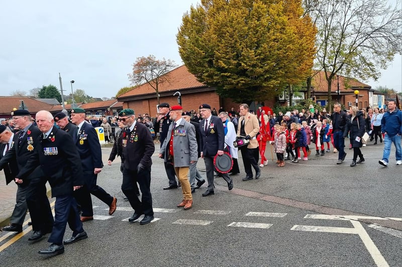 Veterans, members of the Royal British Legion and youngsters marching the Kimberley parade