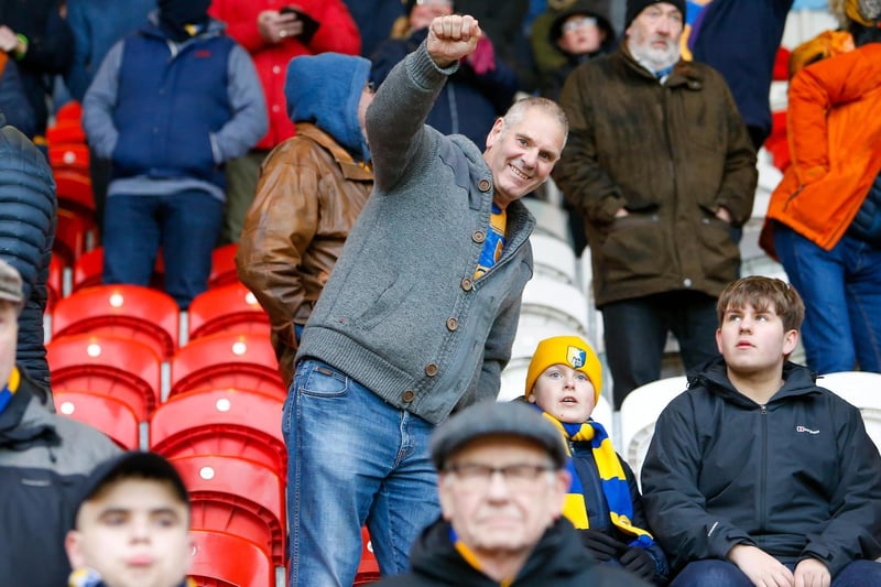 An army of over 3,300 Mansfield Town supporters watched the win at Doncaster. Can you spot a friend here?
