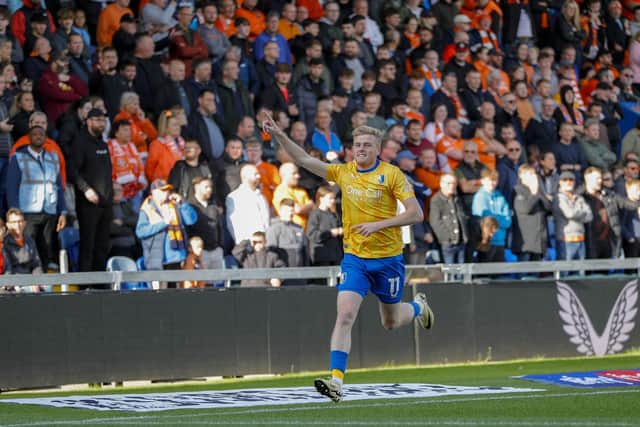 Will Evans nets during the Sky Bet League 1 match against Blackpool FC at the One Call Stadium, 05 Oct 2024, Photo credit Chris & Jeanette Holloway / The Bigger Picture.media