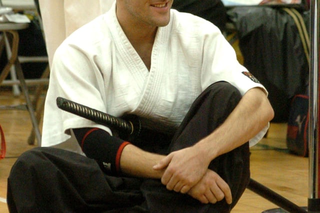 Pictured at the  2005 European Martial Arts Open British title event at Concord leisure centre a competitor waited to demonstrate his skill in the art of Japanese sword drawing