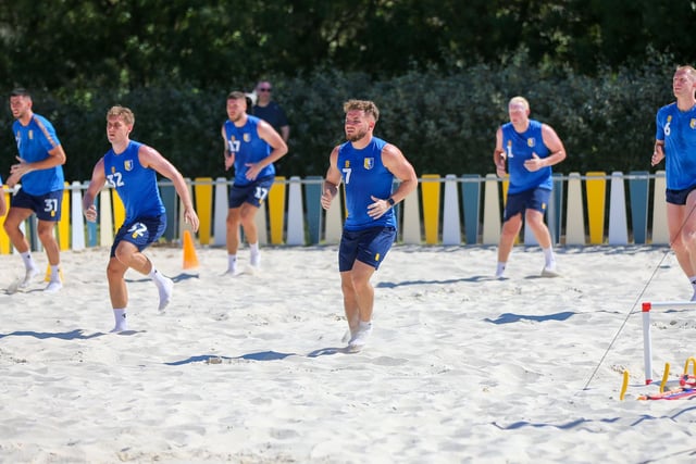 Stags training on the beach in Portugal in summer 2019.