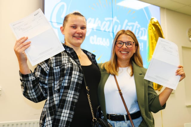 Double the joy for mums Rebecca Mason (left) and Rebecca Mussett, who both achieved grade 4 in GCSE maths