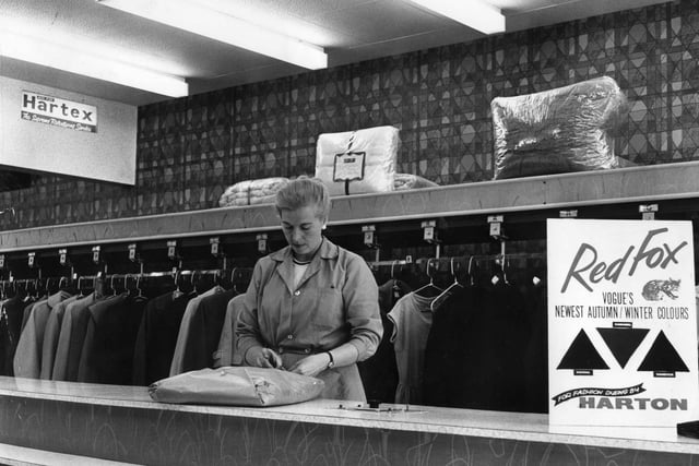 The counter section of the Harton Dyeworks shop in King Street, with the conveyor belt in the background. Remember this from 1964?