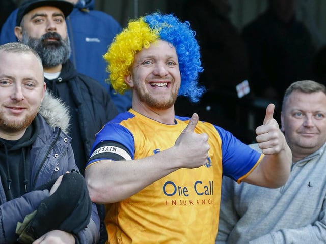 Mansfield Town fans ahead of the win over Salford.