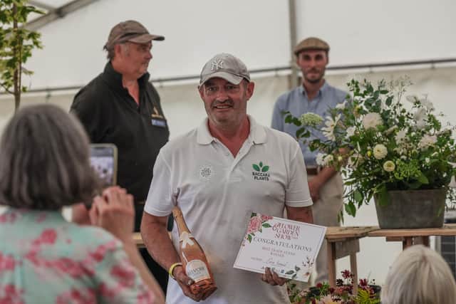 Chris Holloway of Baccara Plants.  winner of the Best Trade Stand award at Belvoir Castle Flower & Garden Show 2025