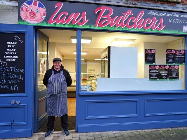 Ians Butchers, new butchers shop, Kirkby. Seen butcher Ian Gillard.